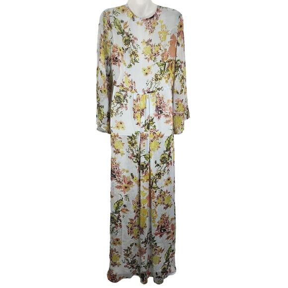 Plush Boutique Cover up Dress Small Floral Front Button Closure Open Front Sheer - Picture 2 of 10